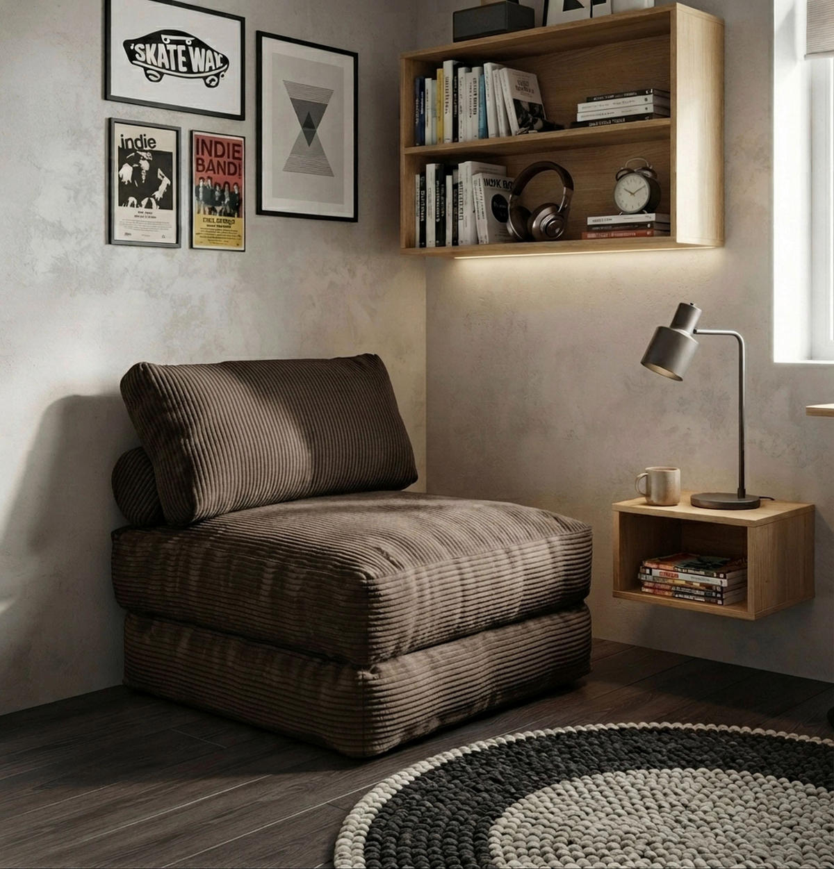 SCHLAFSESSEL Cord Braun Rückenkissen  - Braun, KONVENTIONELL, Textil (85/80/85cm) - Xora
