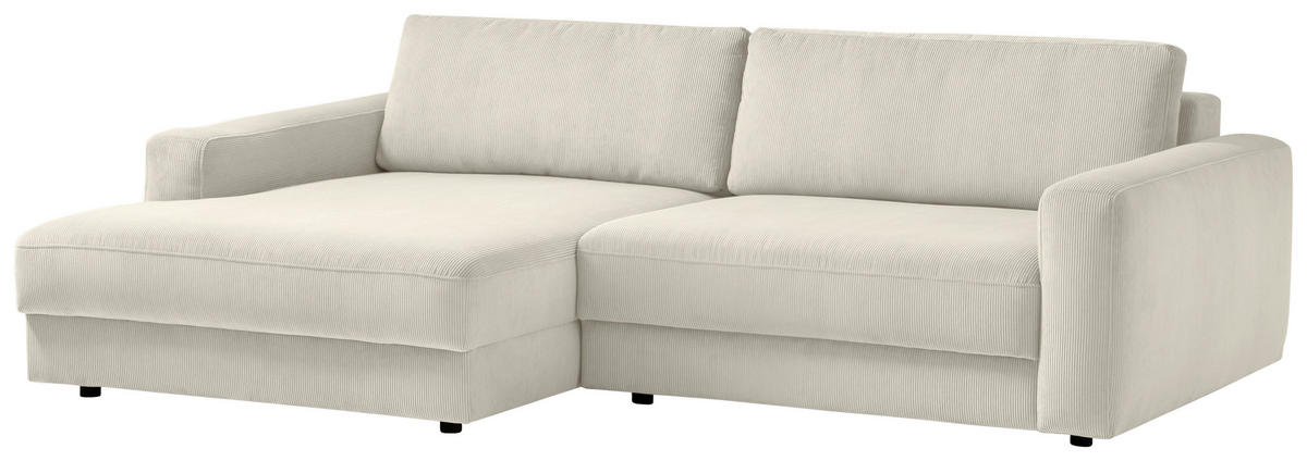 ECKSOFA in Cord Creme  176/250 cm  - Creme/Schwarz, MODERN, Textil (176/250cm) - Trendmanufaktur