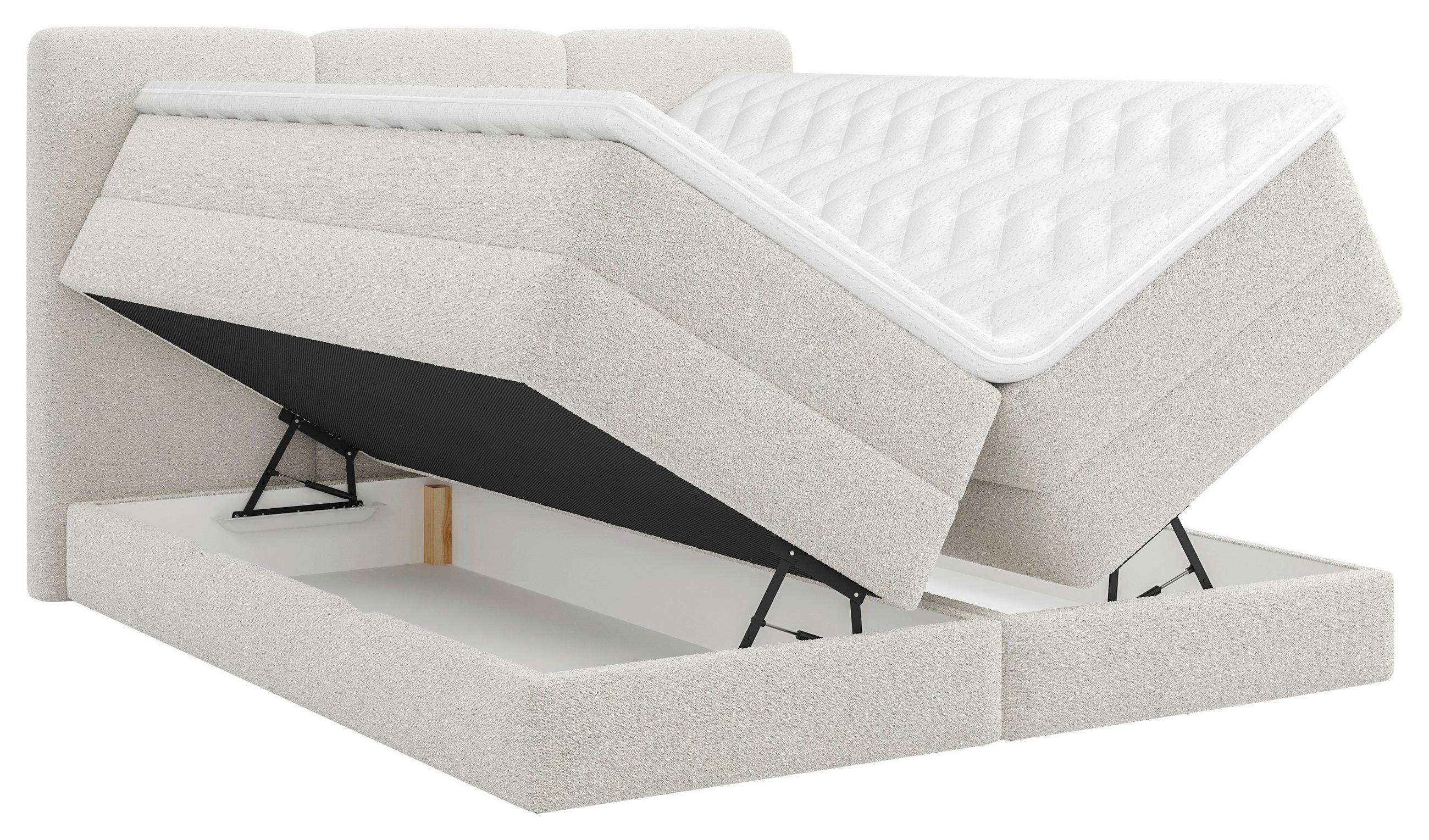 Thumbnail - Mid.you Boxspringbett, Weiß, Holz, Textil, Holzwerkstoff, H2 + H3, Höhe ca. 19 cm, 180x200 cm, Bettkasten, gepolstertes ...