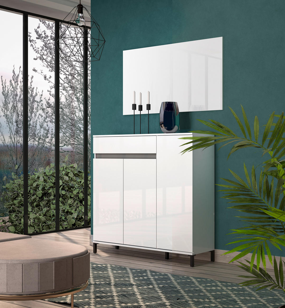 OMARA ZA ČEVLJE bela - bela/antracit, Design, umetna masa/leseni material (120/115/34cm) - Xora