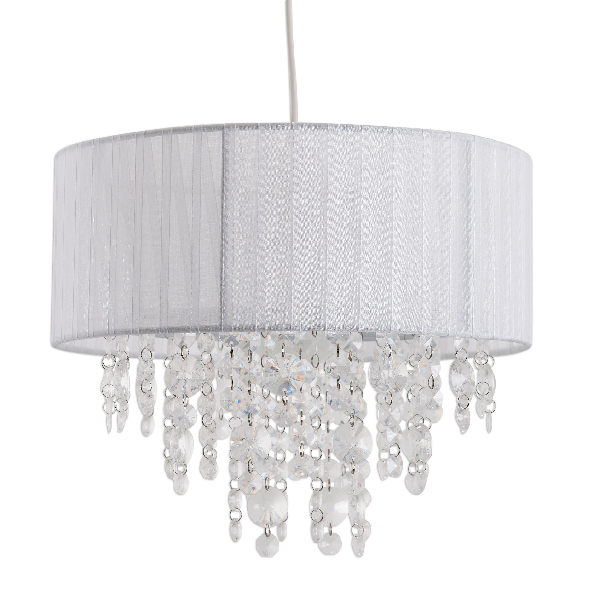 HÄNGELEUCHTE Kristallo 30/23 cm   - Transparent/Weiß, LIFESTYLE, Kunststoff/Textil (30/23cm) - Näve