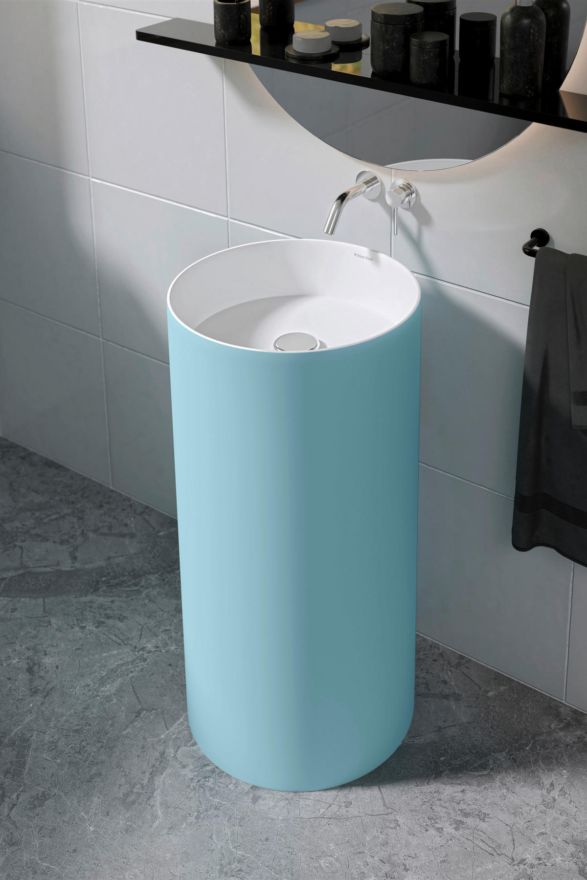 WASCHBECKEN  - Türkis/Weiss, Basics, Stein (43,7/86,5/43,7cm) - Dieter Knoll