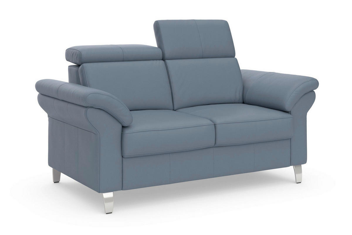 2-SITZER-SOFA ARNGAST E Graublau Echtleder  - Chromfarben/Graublau, Basics, Leder/Textil (156/84/93cm) - Sit & More