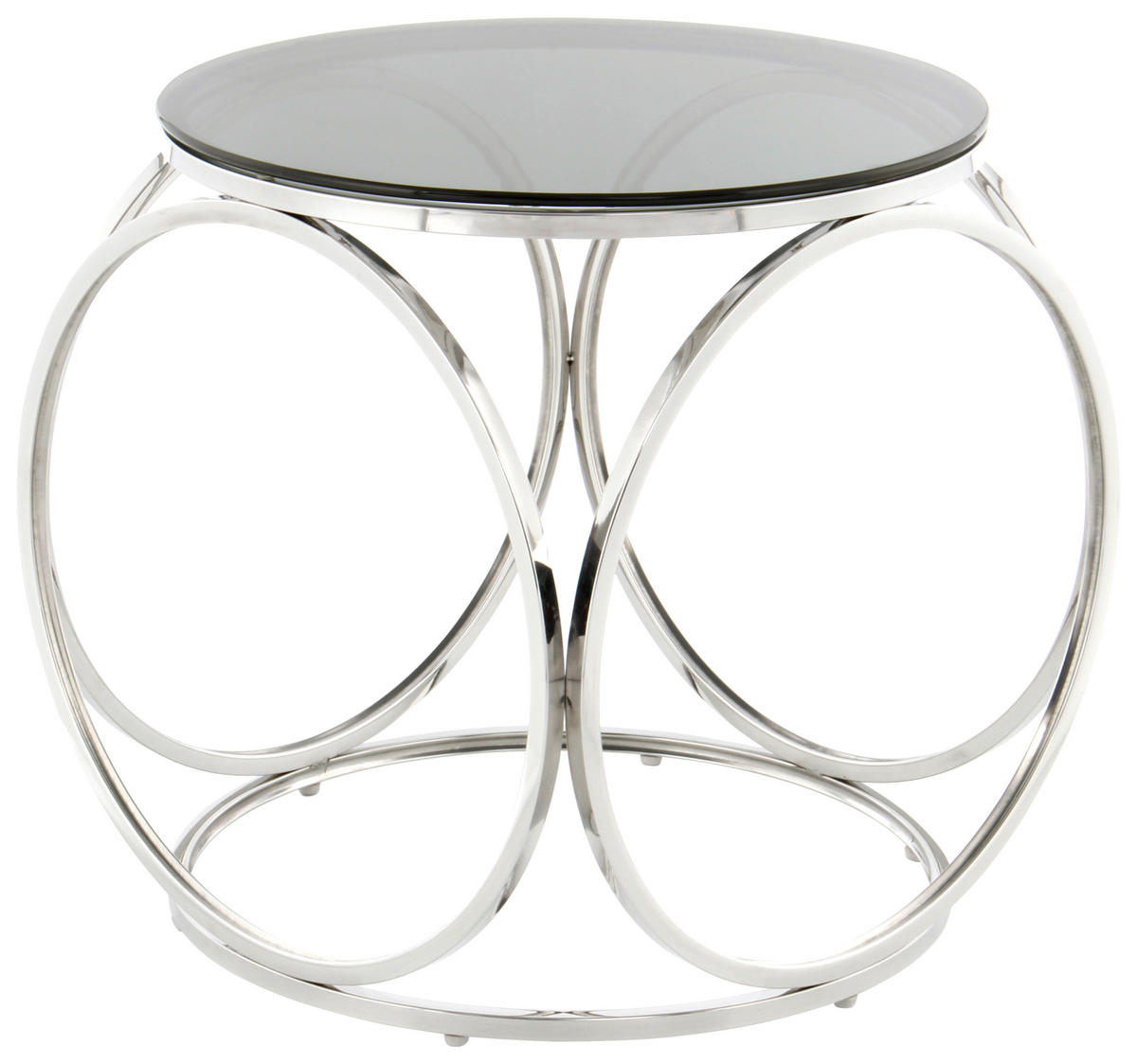 BEISTELLTISCH 50/50/52 cm Schwarz, Silberfarben rund  - Silberfarben/Roségold, Design, Glas/Metall (50/50/52cm) - Kayoom