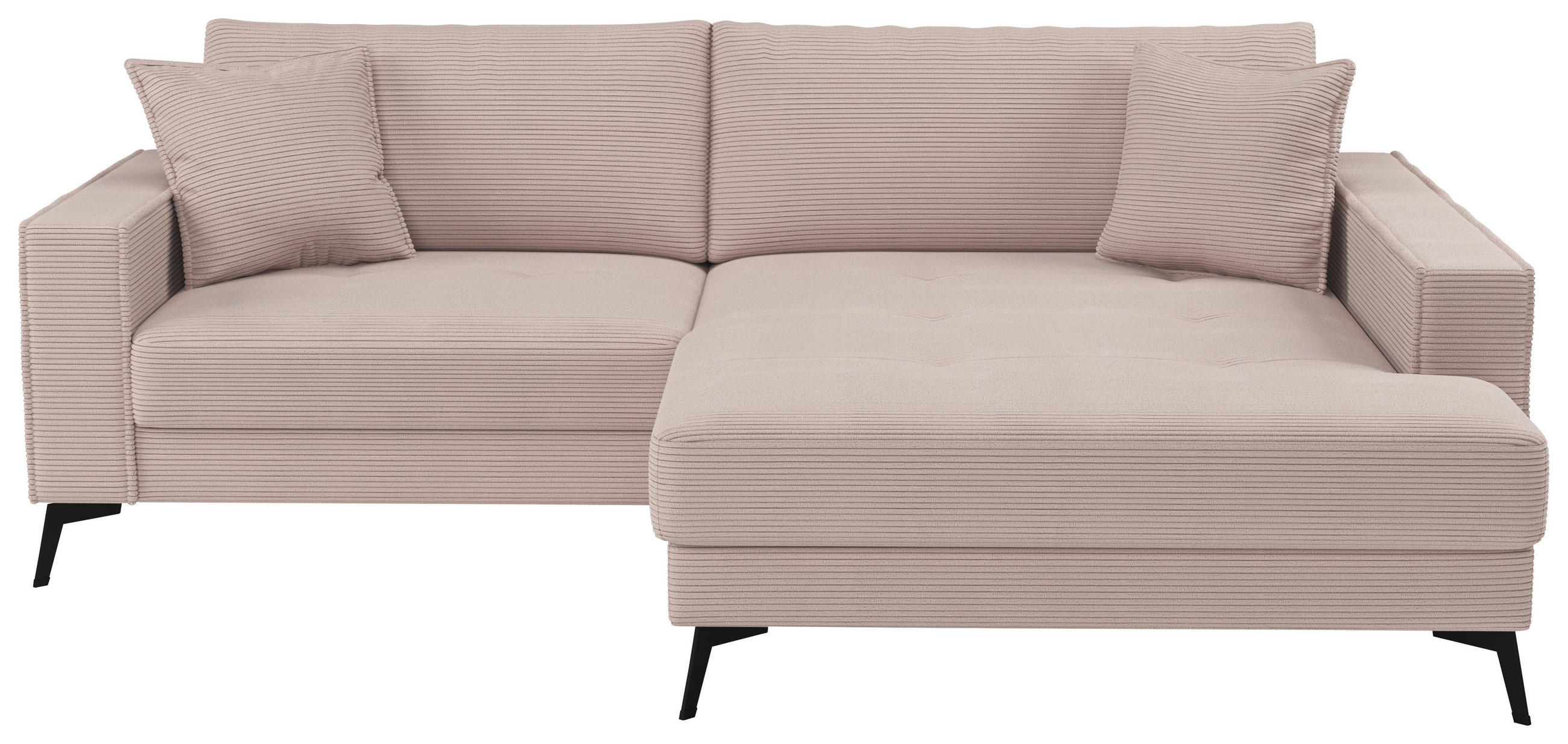 ECKSOFA TED Rosa Cord Zierkissen  - Schwarz/Rosa, Trend, Textil/Metall (228/174cm) - P & B