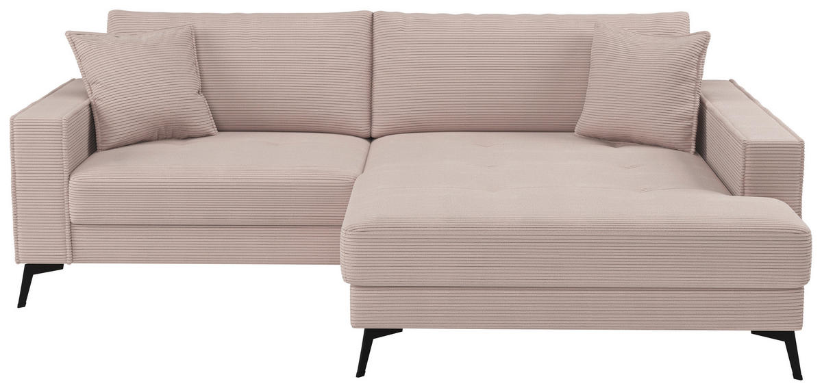 ECKSOFA TED Rosa Cord Zierkissen  - Schwarz/Rosa, Trend, Textil/Metall (228/174cm) - P & B