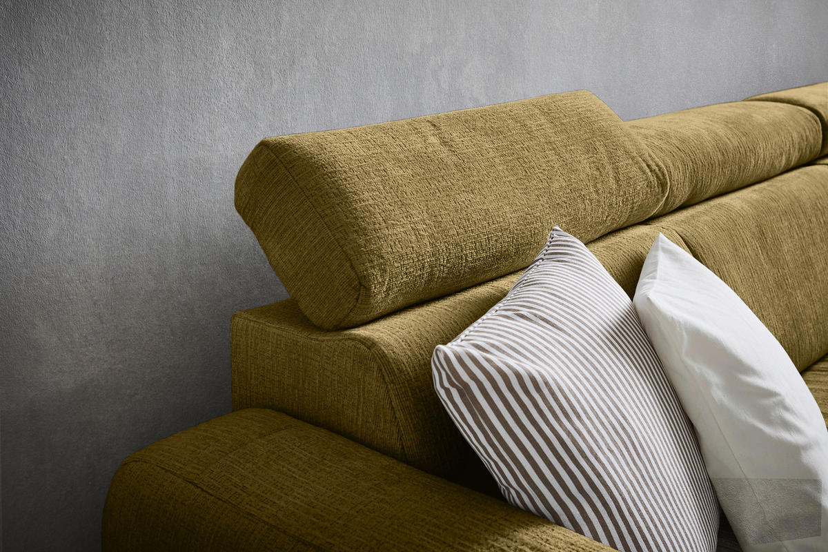 ECKSOFA inkl. Funktionen Olivgrün Samt  - Bronzefarben/Olivgrün, Design, Holz/Textil (261/206cm) - Venda