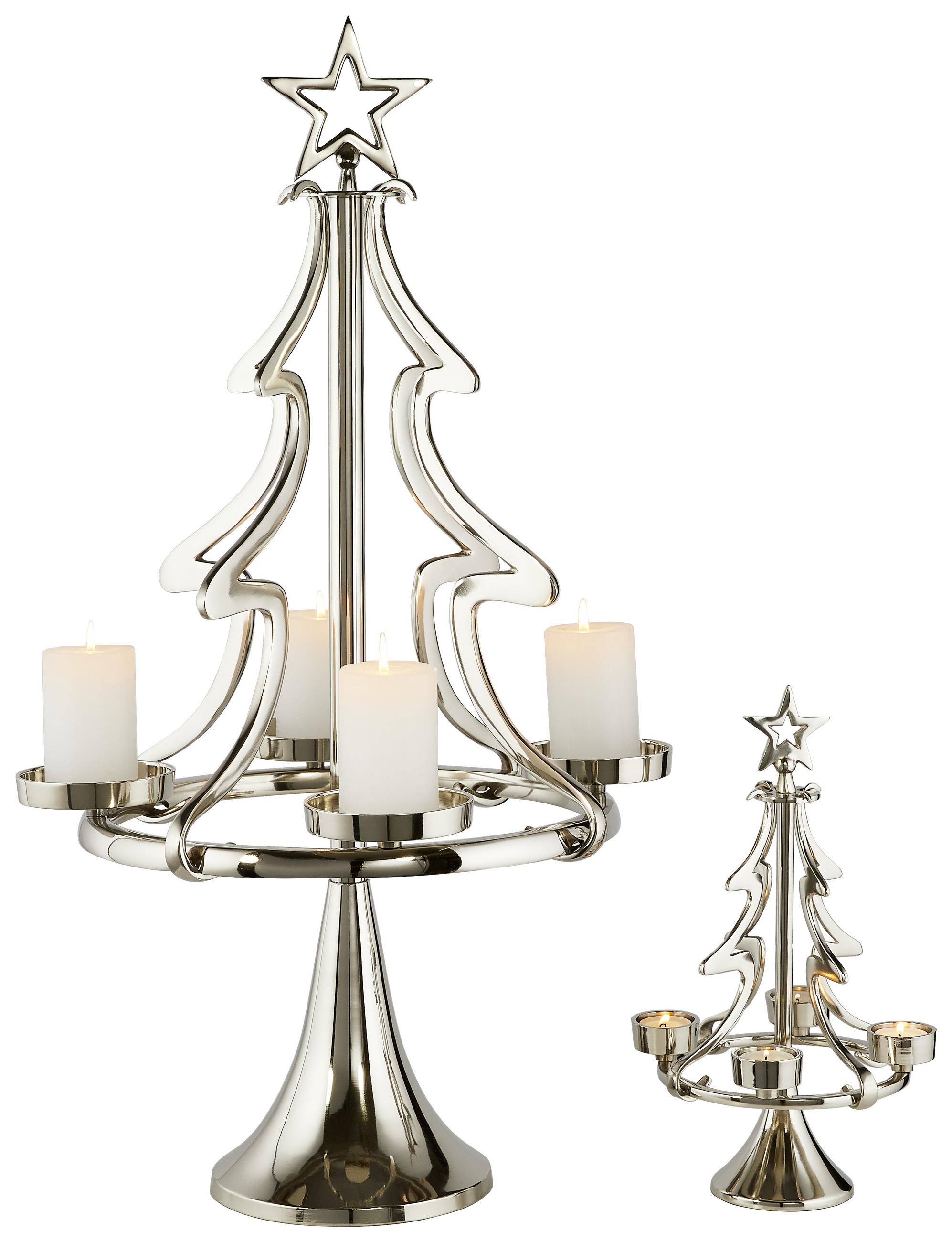 TEELICHTHALTER  - Silberfarben, Trend, Metall (20/40/20cm) - X-Mas