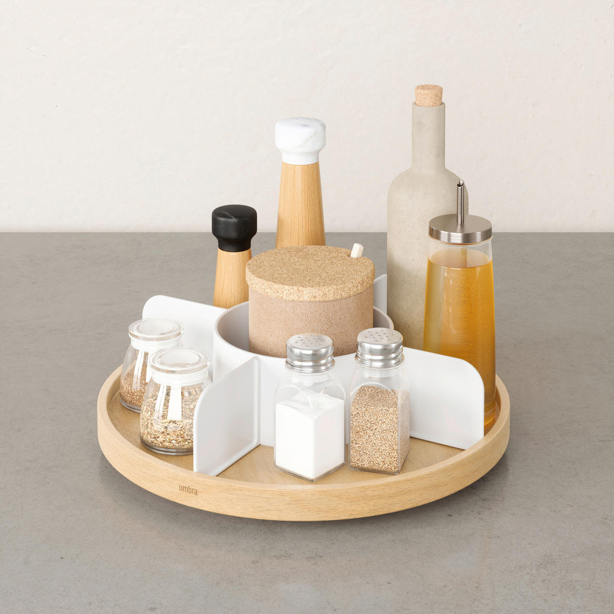 MENAGE-SET - Naturfarben/Weiß, Design, Holz/Kunststoff (30,5/8,9/30,5cm) - Umbra