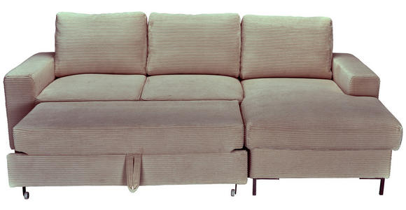 ECKSOFA Taupe Cord  - Taupe/Schwarz, KONVENTIONELL, Textil/Metall (240/150cm) - Carryhome