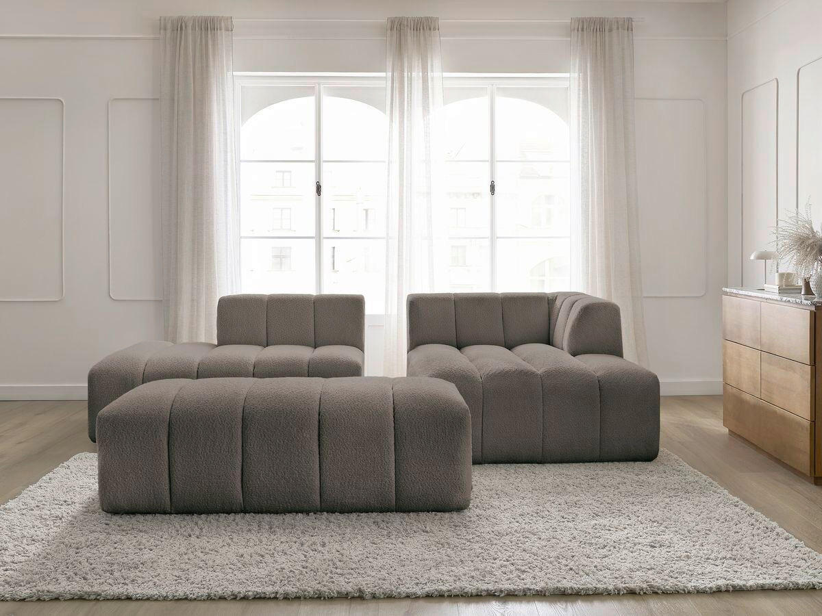 ECKSOFA  ANNECY Taupe Bouclé  - Taupe/Schwarz, MODERN, Kunststoff/Textil (262/170cm)