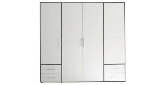 DREHTÜRENSCHRANK  in Weiß, Grau  - Alufarben/Weiß, KONVENTIONELL, Holzwerkstoff/Kunststoff (206/195/60cm) - Carryhome