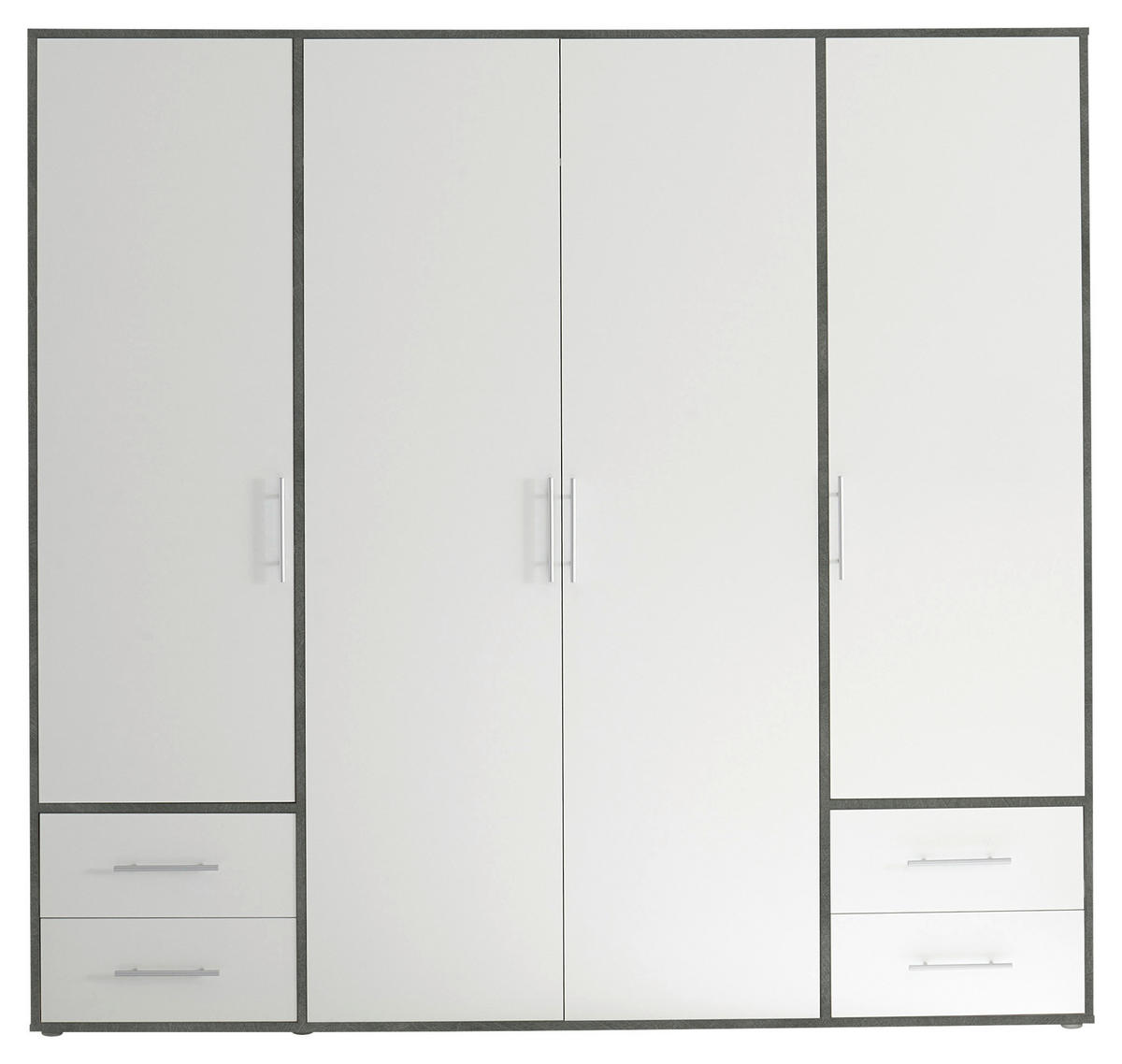 DREHTÜRENSCHRANK in Grau, Weiss  - Weiss/Alufarben, Konventionell, Holzwerkstoff/Kunststoff (206/195/60cm) - Carryhome