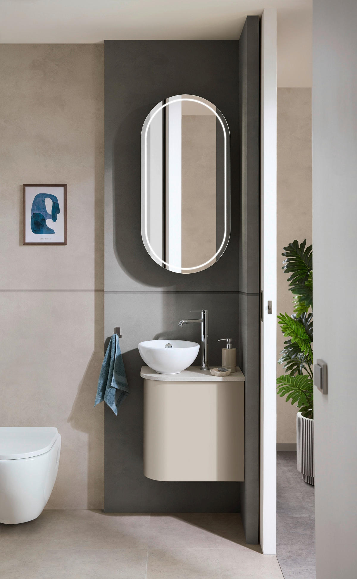 WASCHTISCHKOMBI 50,3 cm  - Kaschmir/Weiß, Natur, Keramik/Holzwerkstoff (50,3cm) - Sadena