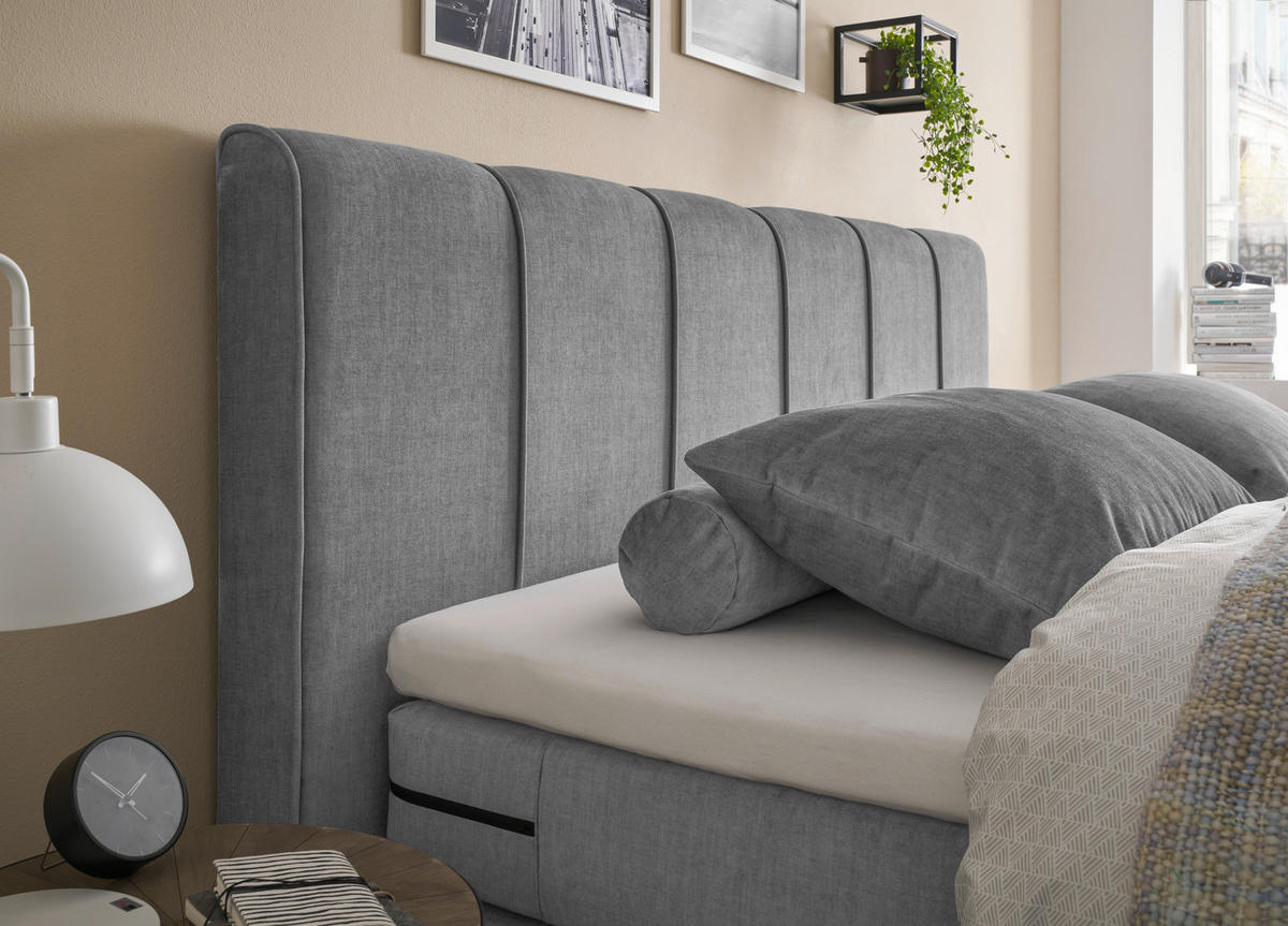 BOXSPRINGBETT 180/200 cm  in Grau  - Schwarz/Grau, KONVENTIONELL, Kunststoff/Textil (180/200cm) - SetOne by Musterring