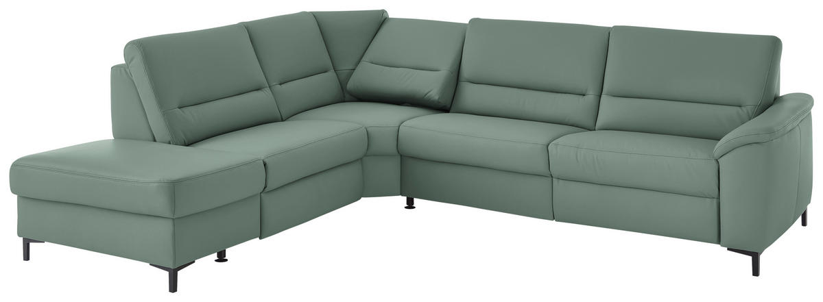 ECKSOFA  in Echtleder Opal  249/290 cm  - Opal/Schwarz, KONVENTIONELL, Leder/Metall (249/290cm) - Beldomo Premium