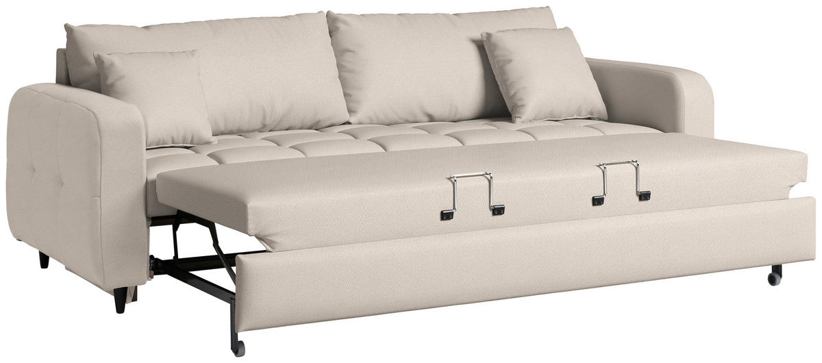 SCHLAFSOFA Webstoff Beige Stoffauswahl, Bettfunktion erhältlich, Rücken echt, Armteil links, Armteil rechts  - Beige/Schwarz, Design, Holz/Textil (236/88/101cm) - Lomoco