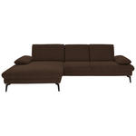 ECKSOFA Dieter Knoll in Chenille, Mikrofaser Dunkelbraun  157/299 cm  - Dunkelbraun/Schwarz, Design, Textil/Metall (157/299cm) - Dieter Knoll