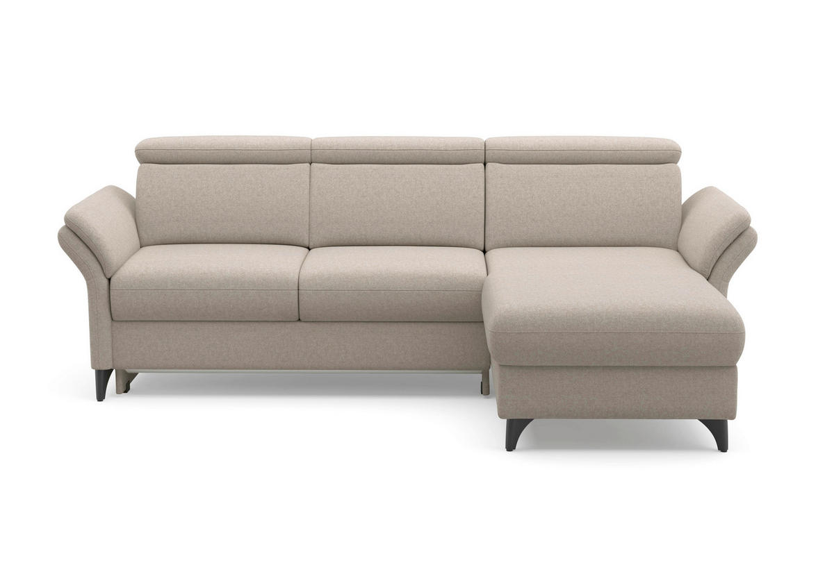 ECKSOFA Flachgewebe Taupe  - Taupe/Schwarz, Konventionell, Textil/Metall (253/166cm) - Sit & More