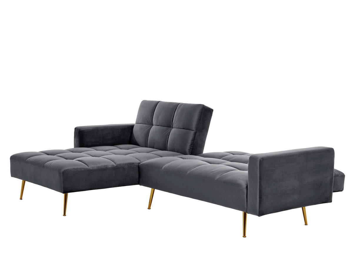 ECKSCHLAFSOFA CHILLAX POSH CORNER EU Grau, Platinfarben Samt  - Platinfarben/Goldfarben, MODERN, Holz/Textil (244/150cm) - Livetastic