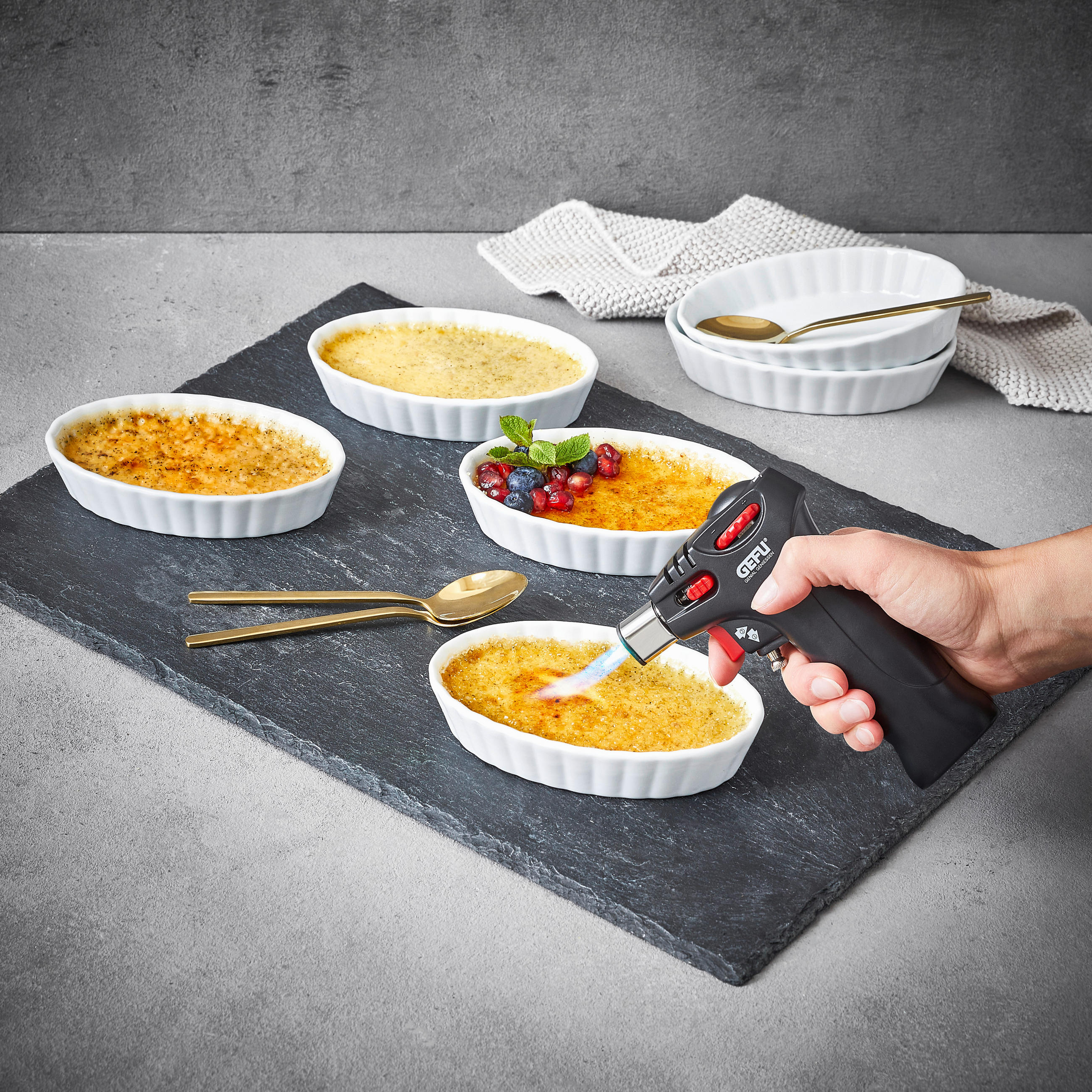 CRÈME-BRULÉE-SET   - Schwarz/Weiß, Basics, Keramik/Metall - Gefu