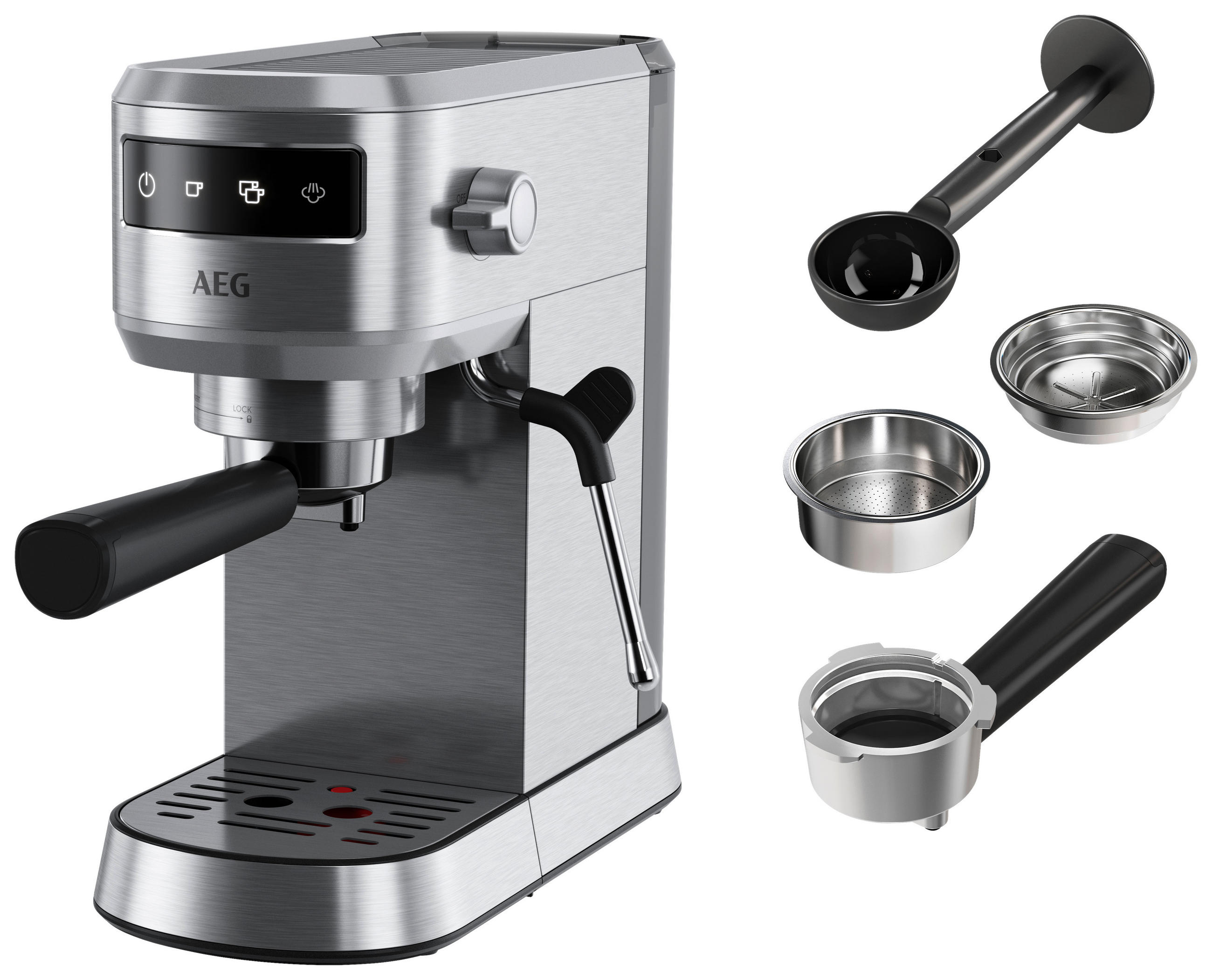 ESPRESSOMASCHINE  - Edelstahlfarben, Basics, Kunststoff/Metall (14,7/30,4/41,2cm) - AEG