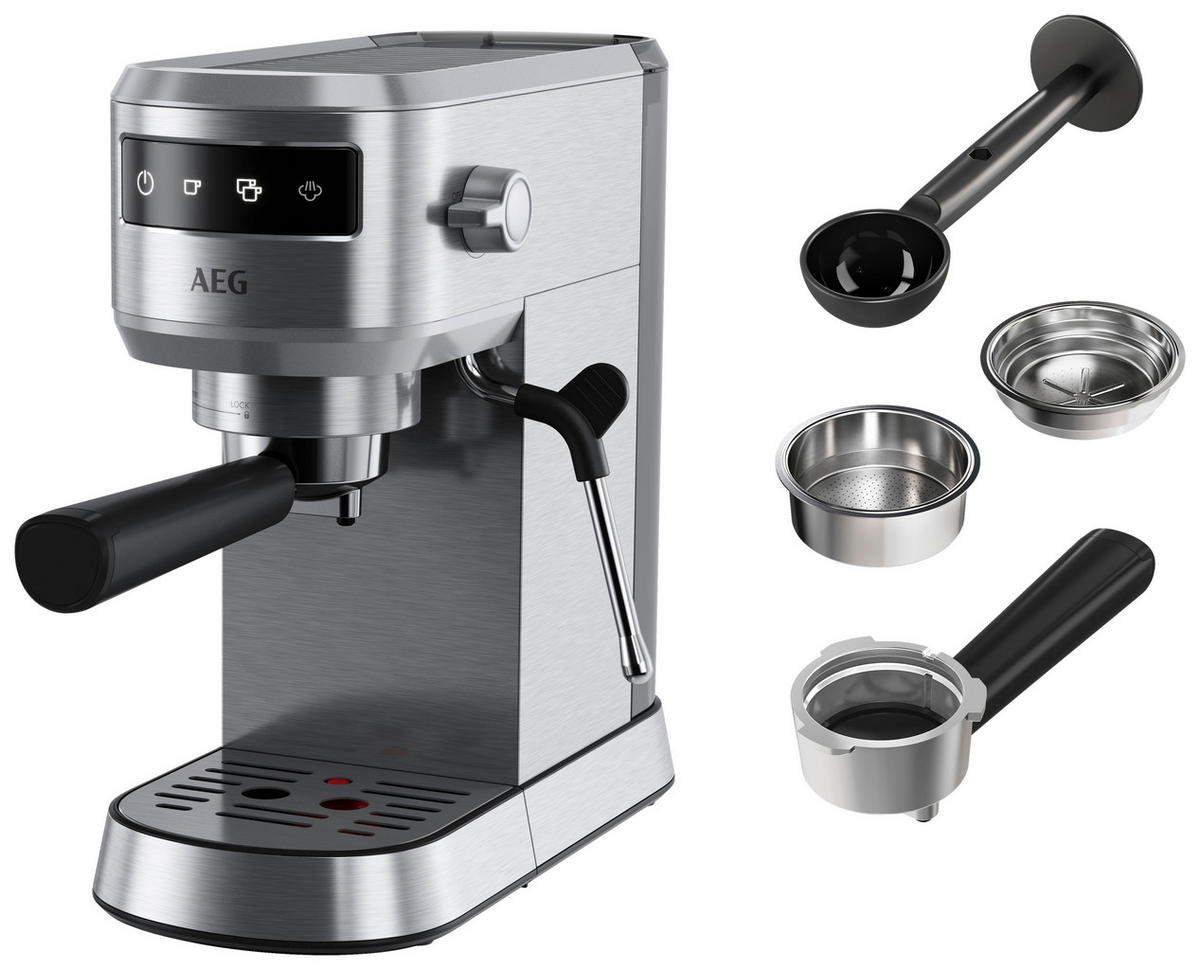 ESPRESSOMASCHINE  - Edelstahlfarben, Basics, Kunststoff/Metall (14,7/30,4/41,2cm) - AEG