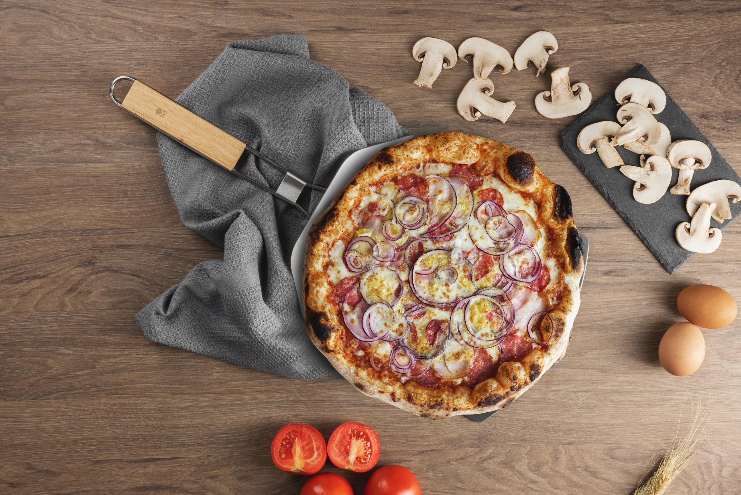 PIZZASCHAUFEL   - Silberfarben, Basics, Holz/Metall (6/33/25cm) - Masterpro