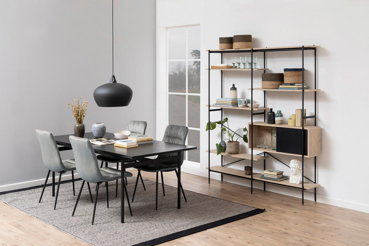 ESSTISCH in Metall, Holzwerkstoff   - Schwarz, KONVENTIONELL, Holzwerkstoff/Metall (200/74/90cm) - Lomoco