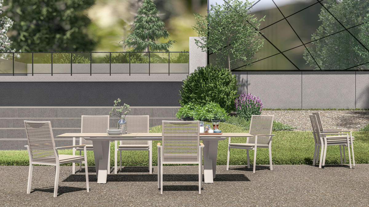 GARTENTISCH 240-300/100/74 cm Metall, Keramik rechteckig  - Sandfarben/Mokka, Basics, Keramik/Metall (240-300/100/74cm) - Zebra 