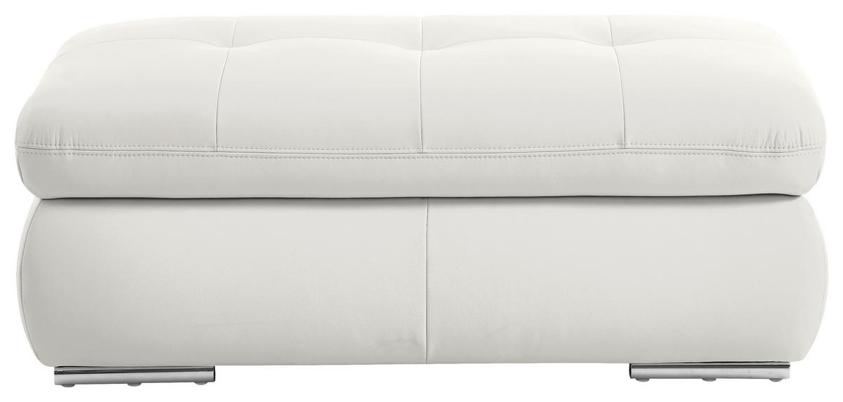 HOCKER in Leder Weiss  - Weiss/Edelstahlfarben, Design, Leder/Metall (129/49/64cm) - Beldomo Speed