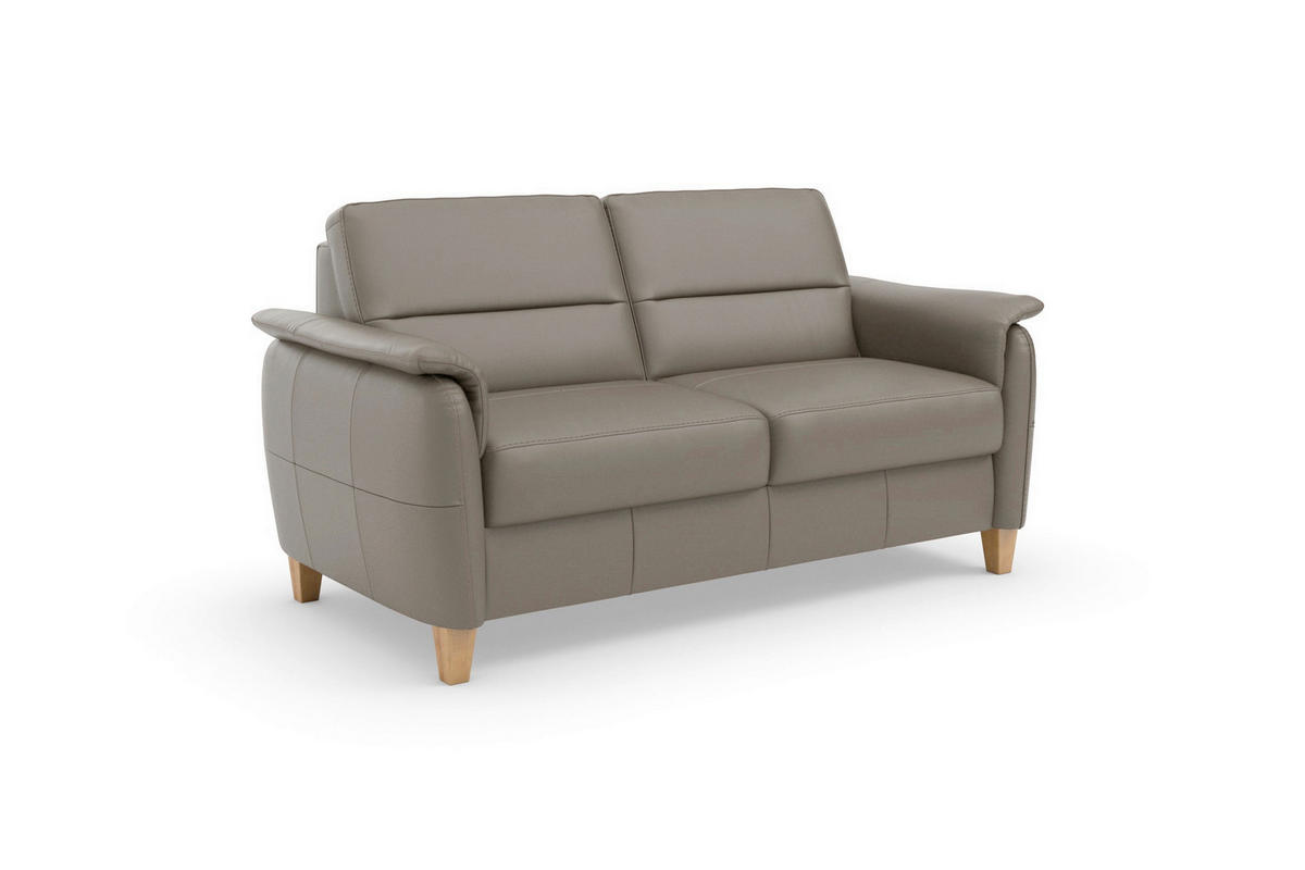 3-SITZER-SOFA PALMERA E Echtleder Grau  - Eichefarben/Grau, Basics, Leder/Holz (179/89/89cm) - Sit & More