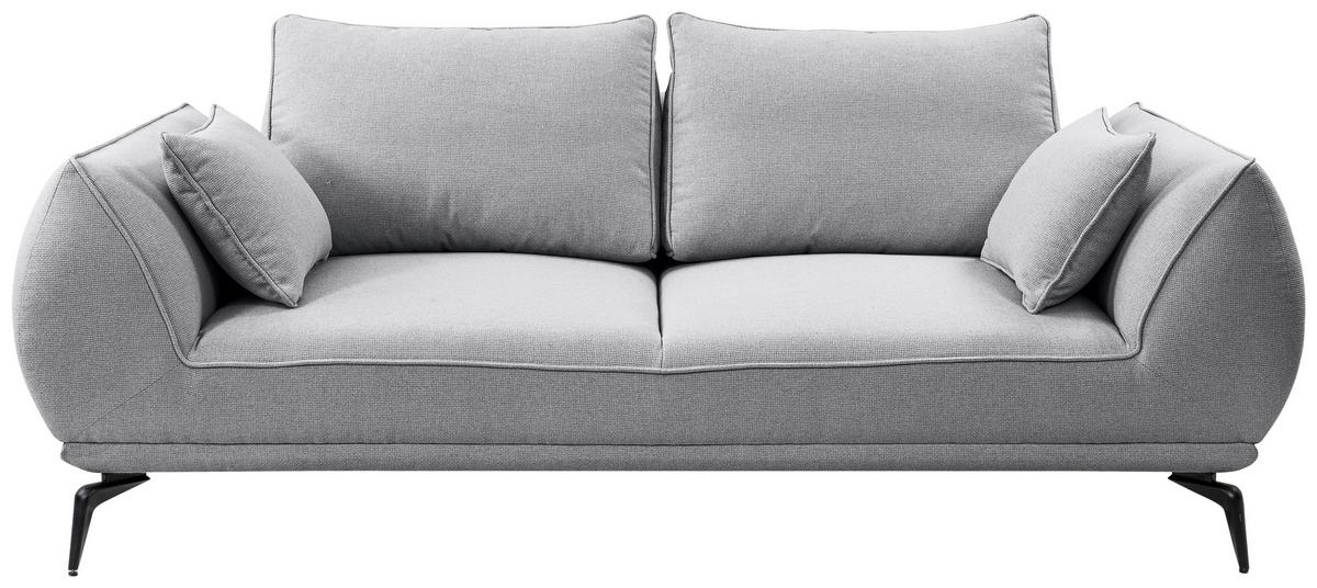 2-SITZER-SOFA Webstoff Grau  - Schwarz/Grau, Modern, Textil/Metall (208/86/118cm) - MID.YOU
