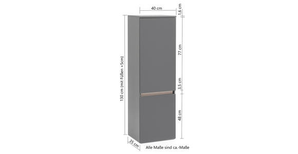 MIDISCHRANK 40/130/35 cm - Eiche Wotan/Silberfarben, Natur, Holzwerkstoff/Kunststoff (40/130/35cm) - Xora