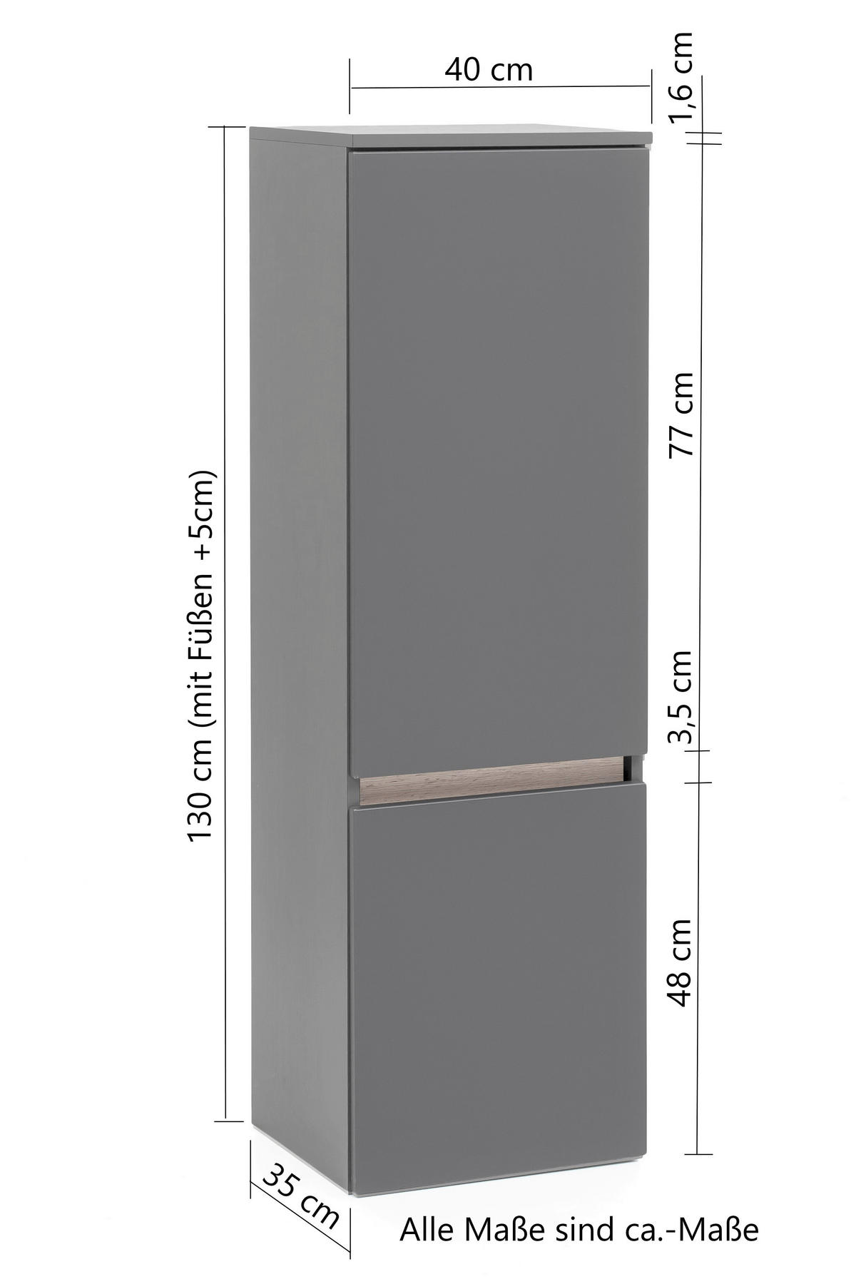 MIDISCHRANK 40/130/35 cm  - Eiche Wotan/Silberfarben, Natur, Holzwerkstoff/Kunststoff (40/130/35cm) - Xora