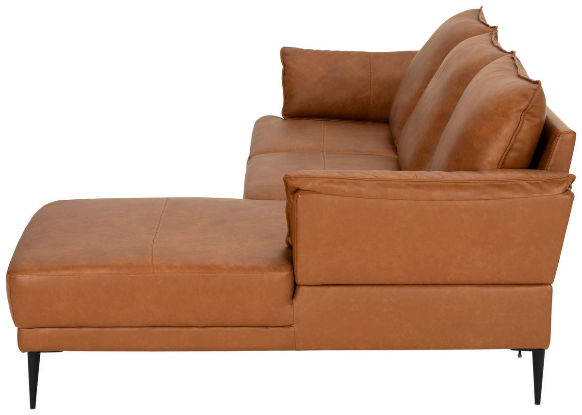 ECKSOFA Rostfarben Echtleder  - Rostfarben/Schwarz, Design, Leder/Metall (233/153cm) - Livetastic