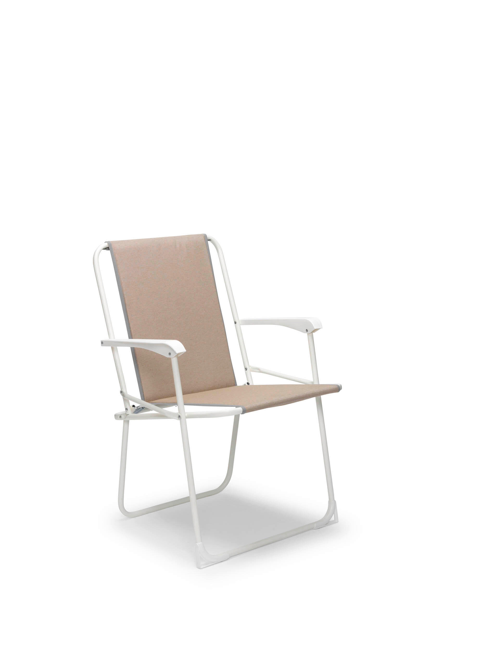 KLAPPSTUHL Weiß, Beige  - Beige/Weiß, Basics, Textil/Metall (56/78/53cm) - Gardenson