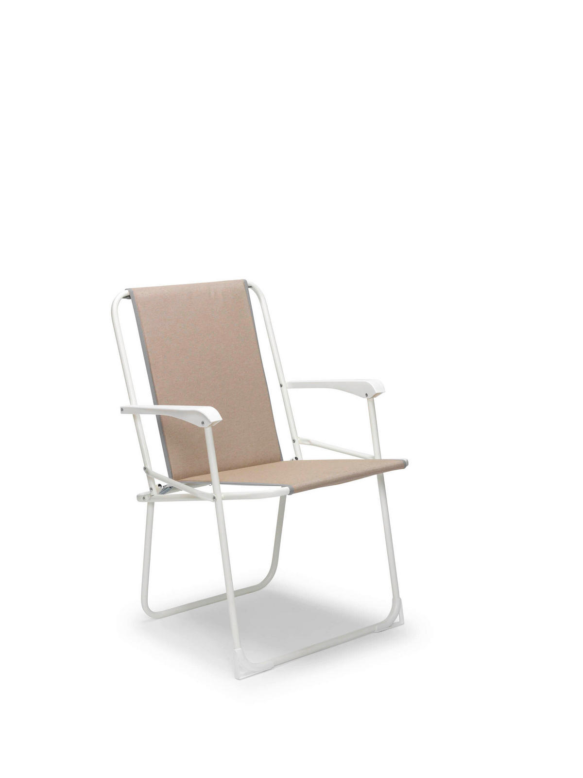 KLAPPSTUHL Weiß, Beige  - Beige/Weiß, Basics, Textil/Metall (56/78/53cm) - Gardenson