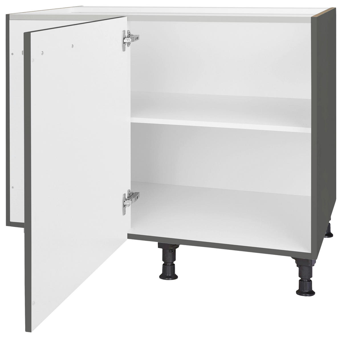 ECKUNTERSCHRANK 125/87/65 cm  - Schieferfarben/Edelstahlfarben, MODERN, Holzwerkstoff/Metall (125/87/65cm) - Nobilia