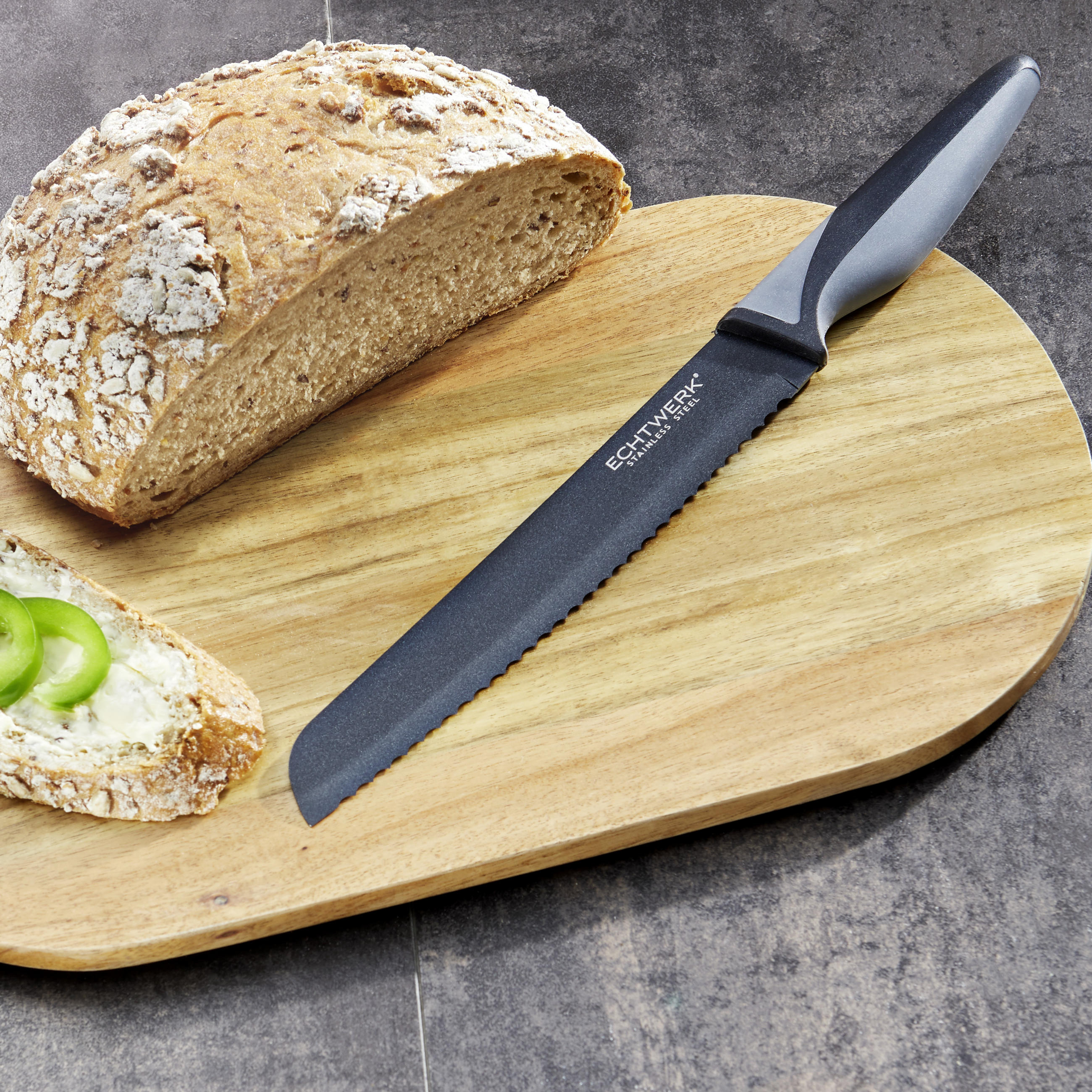 BROTMESSER 32,5 cm  - Schwarz, MODERN, Kunststoff/Metall (32,5cm) - Echtwerk