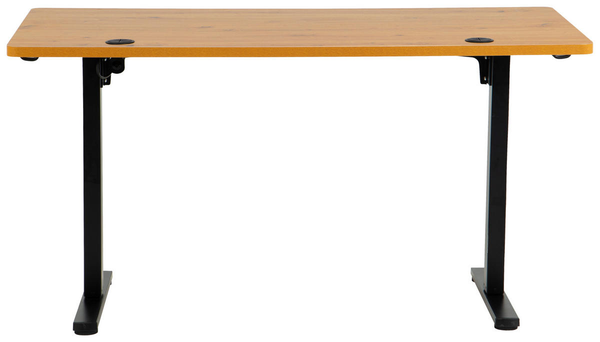 SCHREIBTISCH 140/70/72/118 cm Schwarz, Eiche Artisan höhenverstellbar elektrisch höhenverstellbar  - Schwarz/Eiche Artisan, Modern, Holzwerkstoff/Metall (140/70/72/118cm) - Livetastic