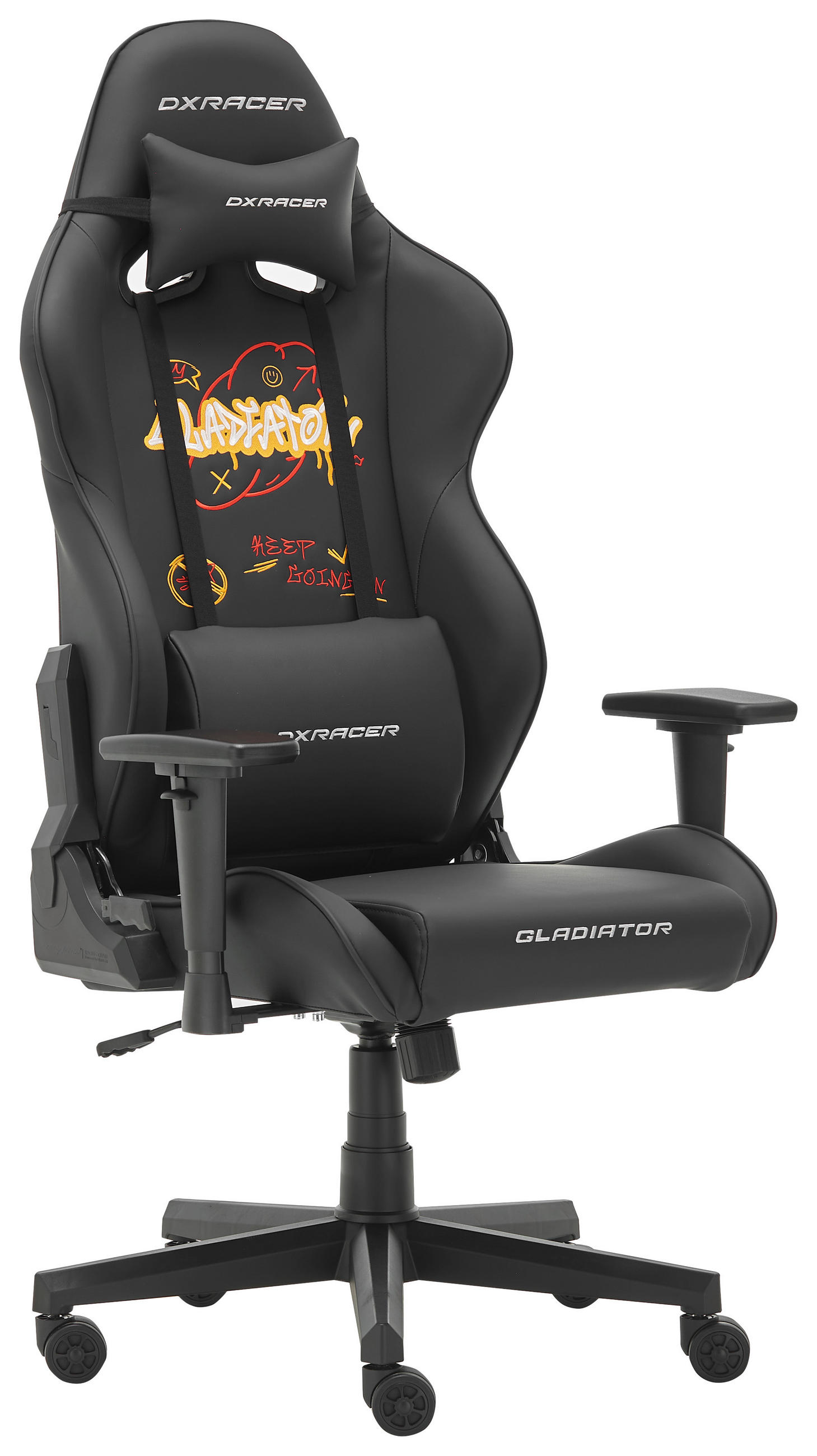GAMINGSTUHL  in Lederlook Schwarz, Gelb, Rot  - Gelb/Rot, Design, Kunststoff/Textil (70/126/70cm) - Dxracer