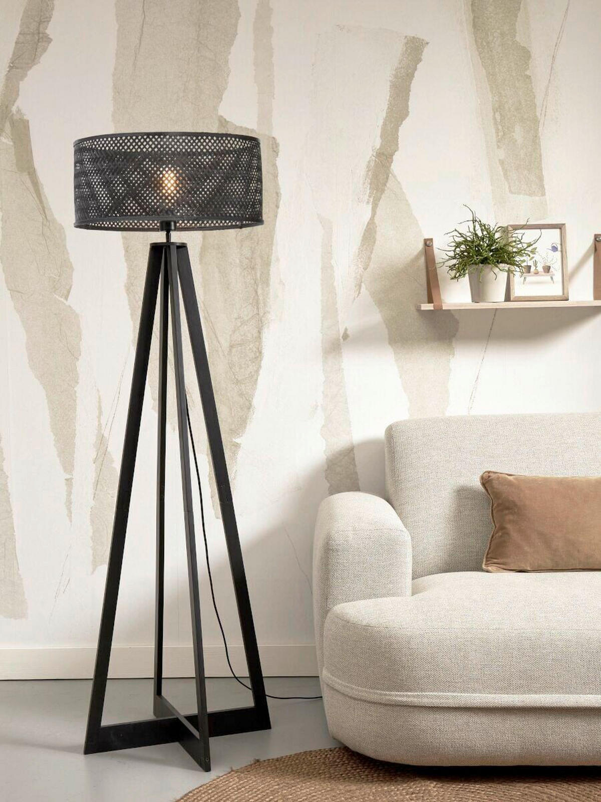 STOJACÍ LAMPA, 50/50/145 cm - černá, Trend (50/50/145cm) - Good & Mojo