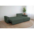 ECKSOFA inkl. Funktionen Dunkelgrün Cord  - Dunkelgrün/Schwarz, Design, Textil (267/141cm) - Xora