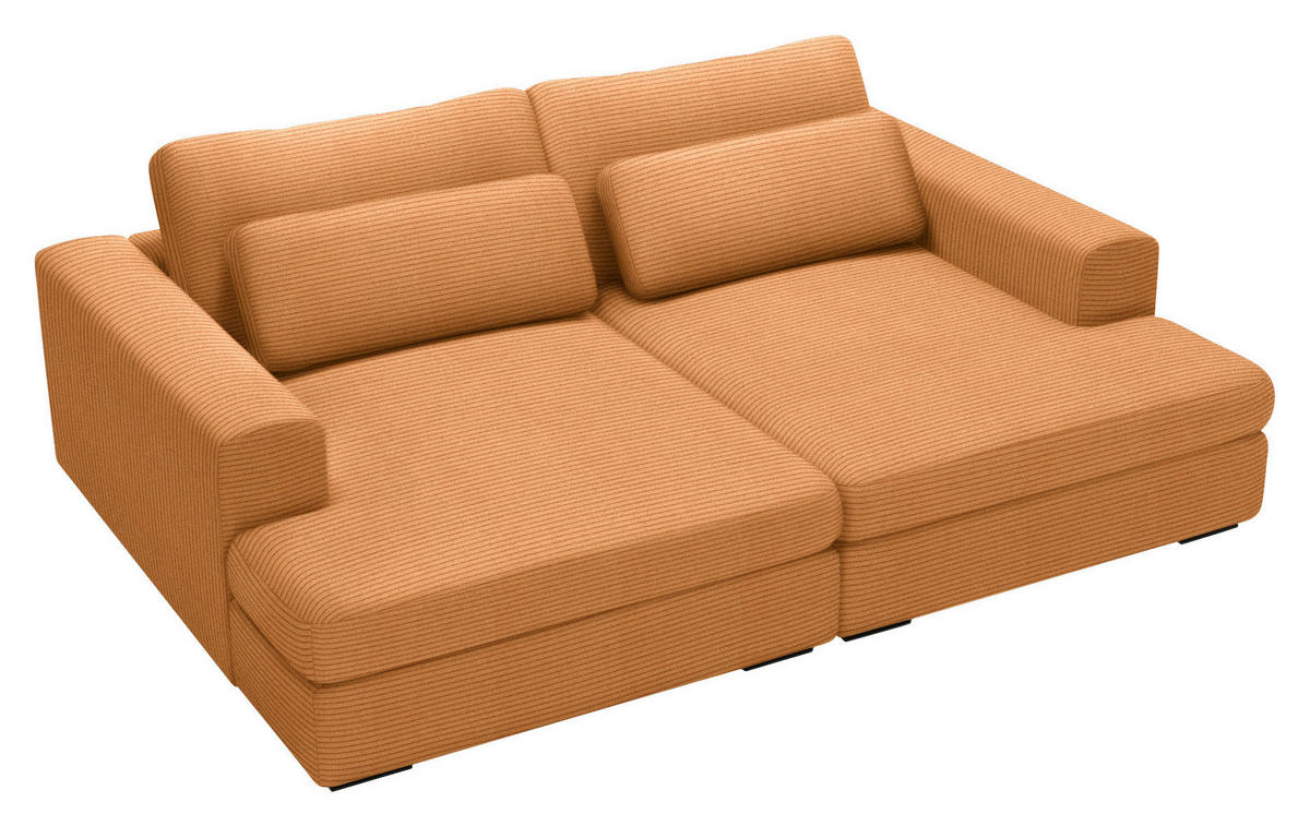 BIGSOFA in Cord Rostfarben  - Rostfarben/Schwarz, Design, Textil (223/80/158cm) - Lomoco