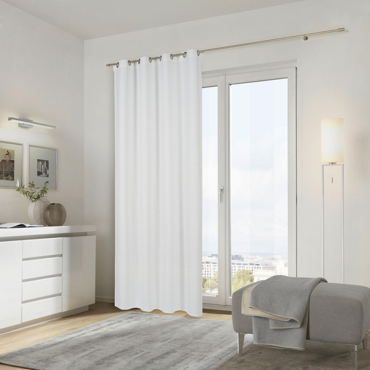 ÖSENVORHANG blickdicht  - Weiß, Design, Textil (140/245cm) - Esposa