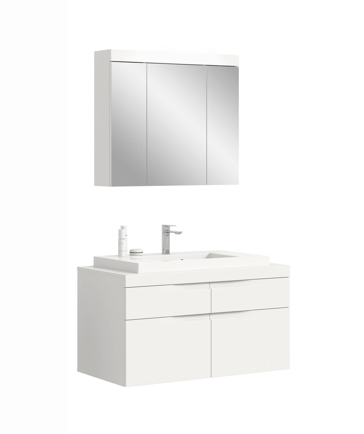 BADEZIMMER 3-teilig  in 100 cm  - Weiß, Trend, Glas/Holzwerkstoff (100cm) - MID.YOU