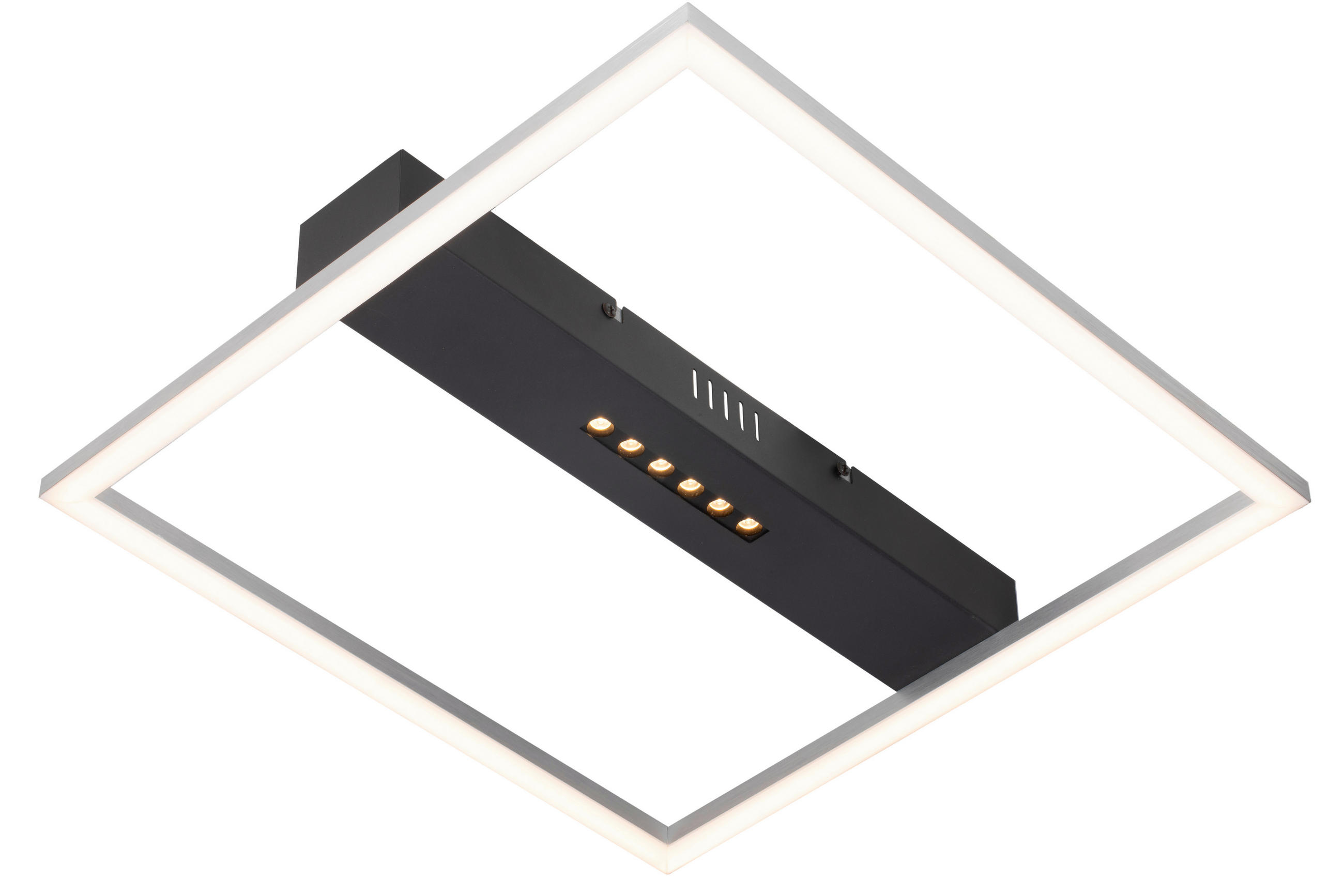 LED MENNYEZETI LÁMPA - fekete/alumínium színű, Basics, műanyag/fém (40/40/6cm) - Novel