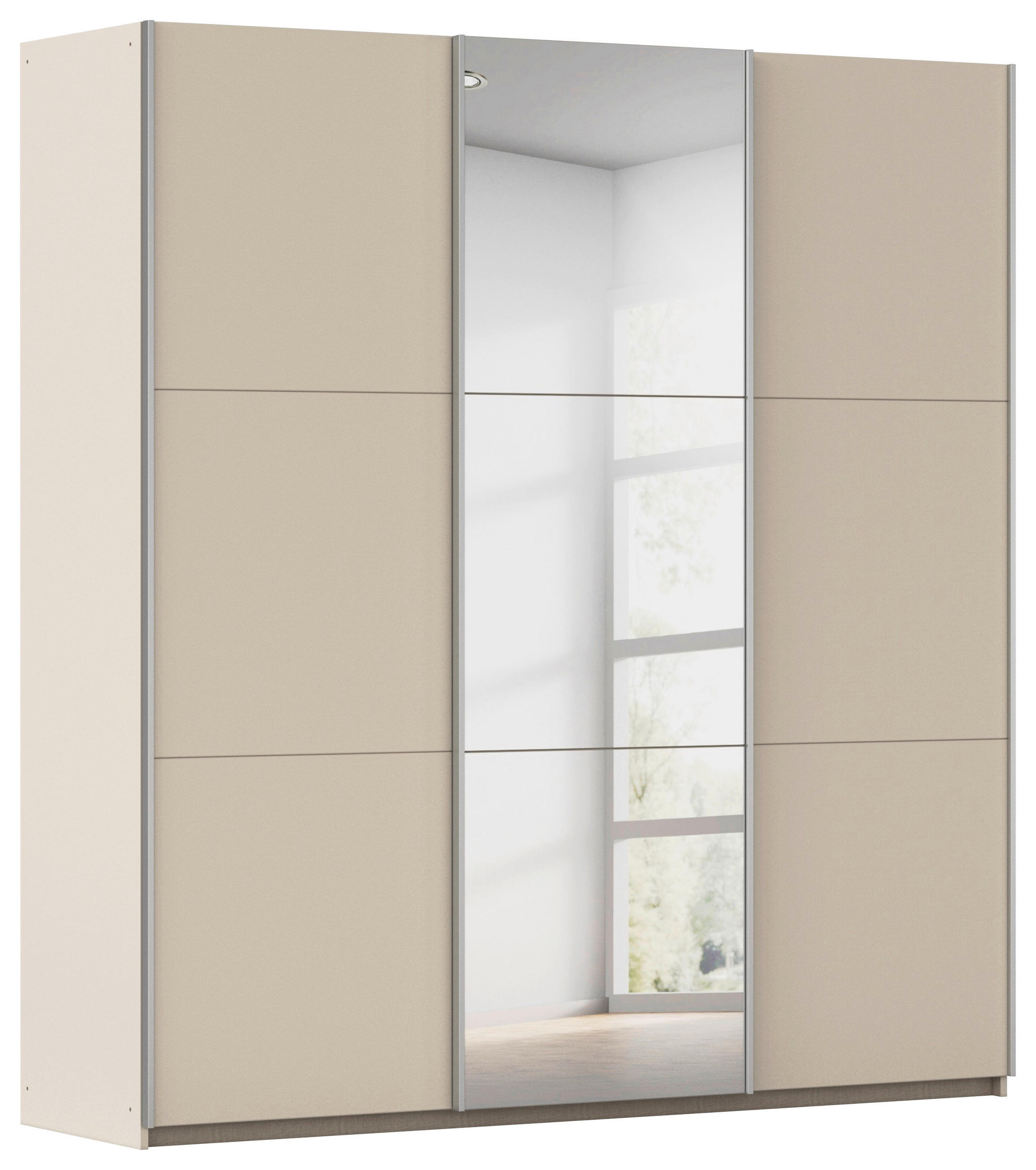 GARDEROB MED SKJUTDÖRRAR 196/210/59 cm,  i champagne, 3 dörrar  - champagne, Trend, metall/trämaterial (196/210/59cm) - Rauch Möbel