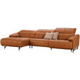 ECKSOFA in Echtleder Cognac  165/313 cm  - Cognac/Schwarz, Design, Leder/Metall (165/313cm) - Emilio Belluti